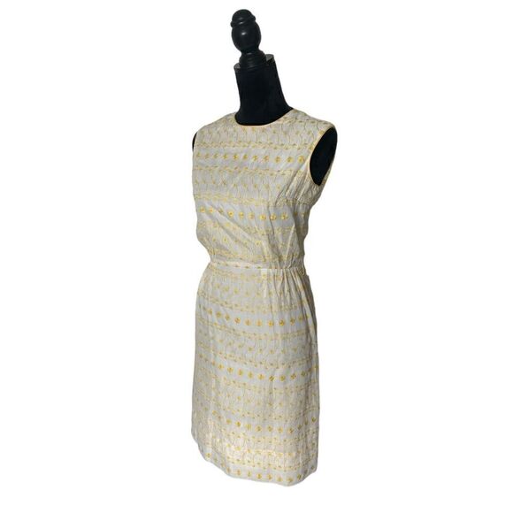 Authentic Vintage Elinor Porter 1950’s Yellow & Cream Embroidered Prairie Dress - Picture 7 of 16